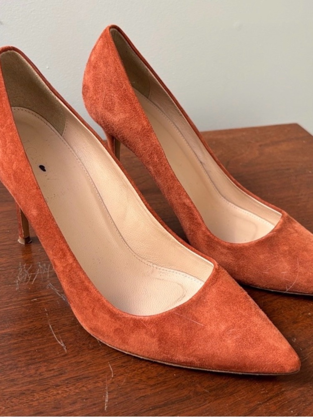J. Crew Rust Suede Pointed-Toe Pumps